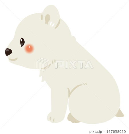 お座りしたシロクマの横向きイラスト 127658920