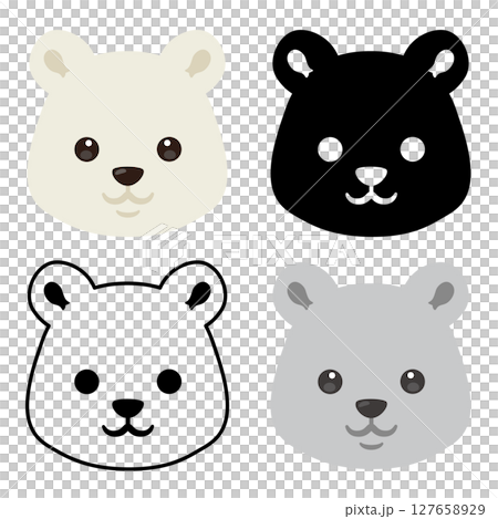 シロクマの顔アイコンセット 127658929