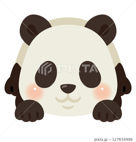 うつ伏せになったパンダのイラスト　模様のみ 127658986