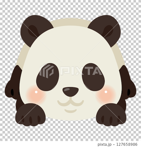 うつ伏せになったパンダのイラスト　模様のみ 127658986