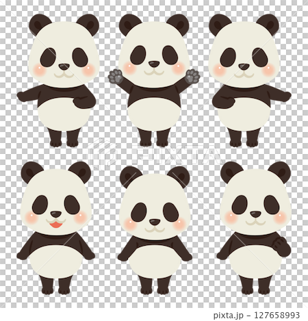 Pointing panda character illustration set - pattern only 127658993