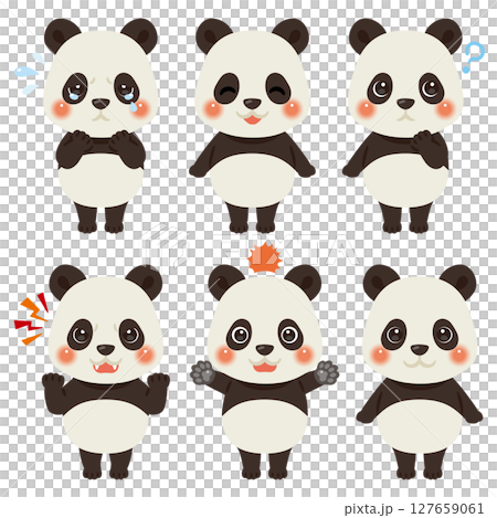 Panda character illustration facial expression set 127659061