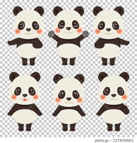 指向熊貓人物插圖集 127659062