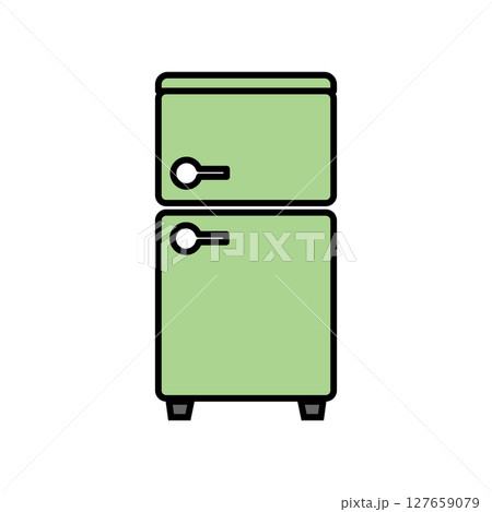 レトロな緑色冷蔵庫のベクターアイコン白背景素材|冷蔵庫,家電,キッチン,緑,収納,かわいい レトロな緑色冷蔵庫のベクターアイコン白背景素材|冷蔵庫,家電,キッチン,緑,収納,かわいい 127659079