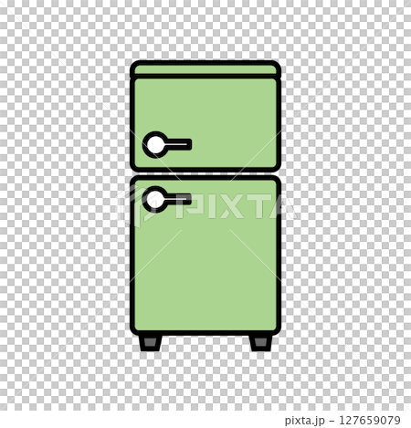 レトロな緑色冷蔵庫のベクターアイコン白背景素材|冷蔵庫,家電,キッチン,緑,収納,かわいい レトロな緑色冷蔵庫のベクターアイコン白背景素材|冷蔵庫,家電,キッチン,緑,収納,かわいい 127659079