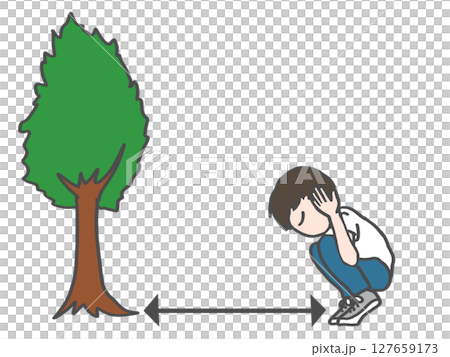 雷しゃがみのイラスト 127659173