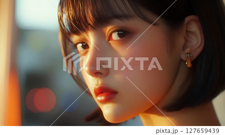 見つめる女性のポートレート 127659439