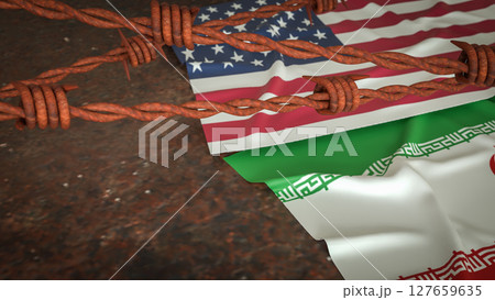 The American and Iran flag for war crisis concept 3d Rendering. 127659635