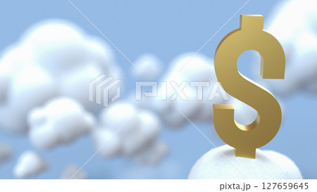 The Gold dollar symbol on Cloud  for Business or technology concept 3d Rendering. 127659645