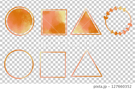 オレンジの水彩フレーム オレンジの水彩フレーム 127660352