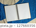 方眼紙のノート　薄い水色のグリッド入りのシンプルな背景素材 127660356