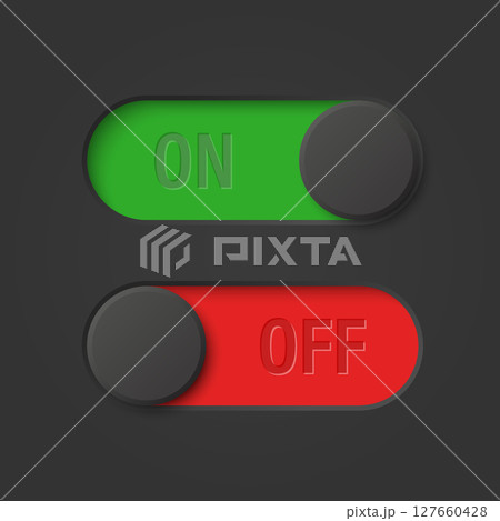 Vector Black Toggle Switch Set. Realistic Toggle Switch. On Off Button, Modern Toggle Switch for User Interface, App, Web, Settings, Technology. UI Element, Control Panel Vector Black Toggle Switch Set. Realistic Toggle Switch. On Off Button, Modern Toggle Switch for User Interface, App, Web, Settings, Technology. UI Element, Control Panel 127660428
