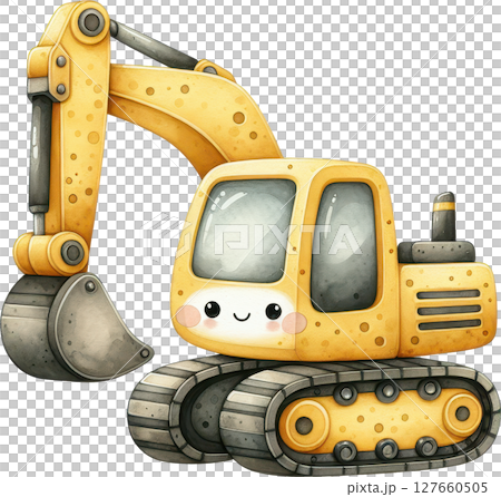 Cartoon construction excavator for a birthday 127660505