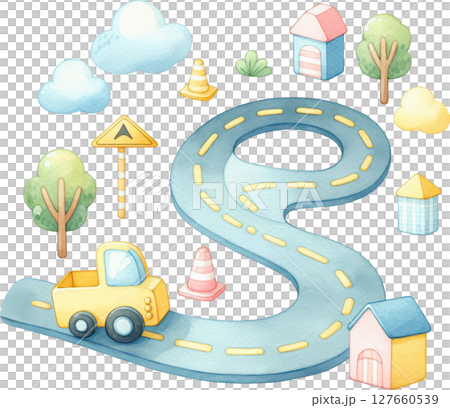 Whimsical construction themed birthday party scene 127660539