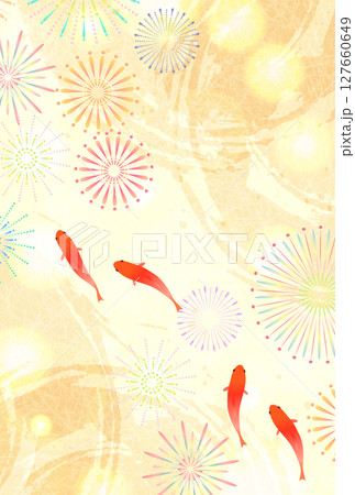 金魚　夏　水彩　和柄　背景 127660649
