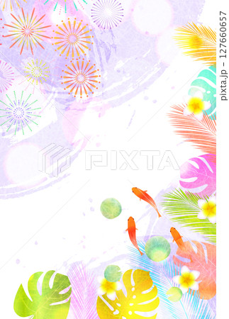 金魚　夏　水彩　和柄　背景 127660657