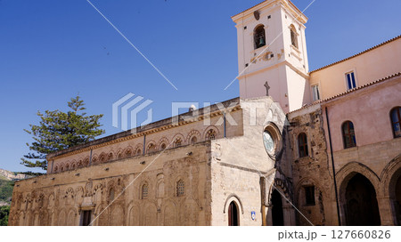 Norman Cathedral overlooking Tropea, a charming town in Calabria, Southern Italy 127660826