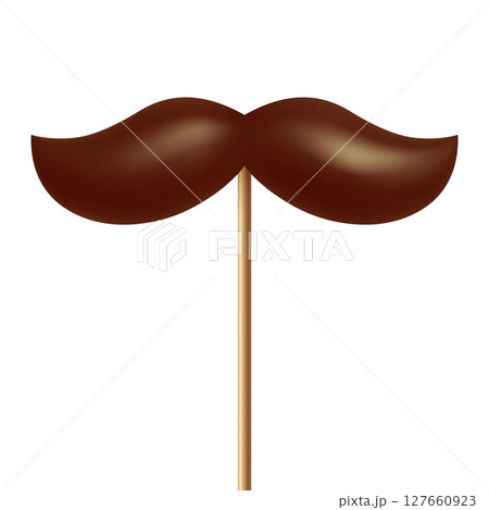 Vector 3d Realistic Brown Mustache Prop on Stick, Isolated. Simple Mustache for Party, Photo Booth, Masquerade, Costume, Funny Carnival, Cosplay, Hipster Style Vector 3d Realistic Brown Mustache Prop on Stick, Isolated. Simple Mustache for Party, Photo Booth, Masquerade, Costume, Funny Carnival, Cosplay, Hipster Style 127660923