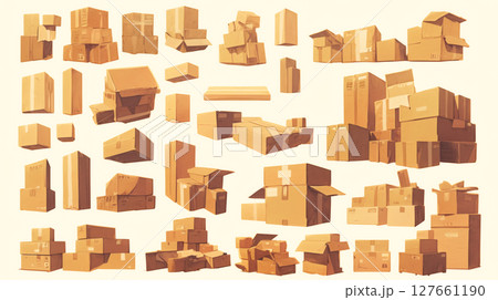 開いたダンボール箱 開いたダンボール箱 127661190