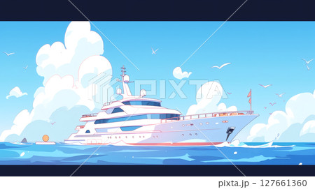 海を走る豪華客船のイラスト素材 [127661360] - PIXTA