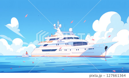 海を走る豪華客船のイラスト素材 [127661364] - PIXTA
