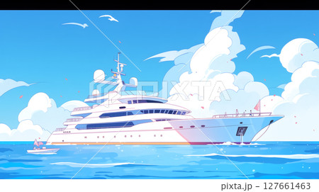 海を走る豪華客船のイラスト素材 [127661463] - PIXTA