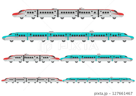 おもちゃ風の新幹線E5系とE6系のイラストセット おもちゃ風の新幹線E5系とE6系のイラストセット 127661467