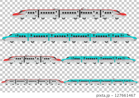 おもちゃ風の新幹線E5系とE6系のイラストセット おもちゃ風の新幹線E5系とE6系のイラストセット 127661467