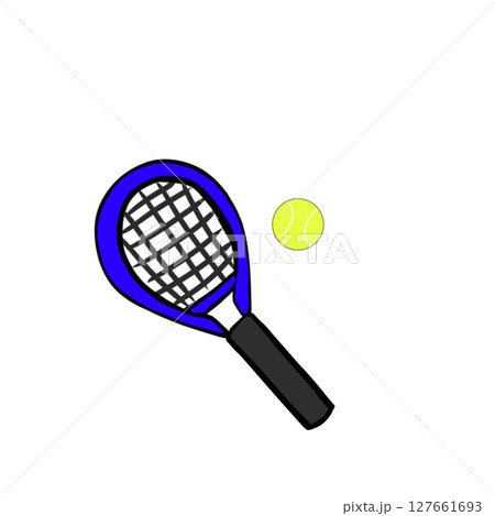 テニス　テニスラケット　ラケット　ボール　スポーツ　シンプル 127661693