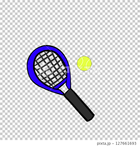テニス　テニスラケット　ラケット　ボール　スポーツ　シンプル 127661693