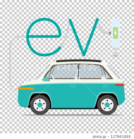 在充電站充電的 EV 電動汽車 在充電站充電的 EV 電動汽車 127661888