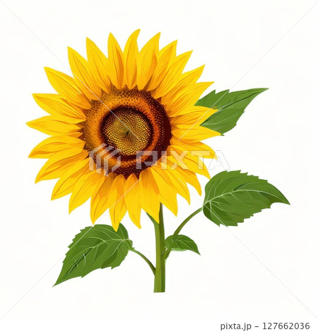 an AI Image Generator, Bright Yellow Sunflowers on White Background 127662036