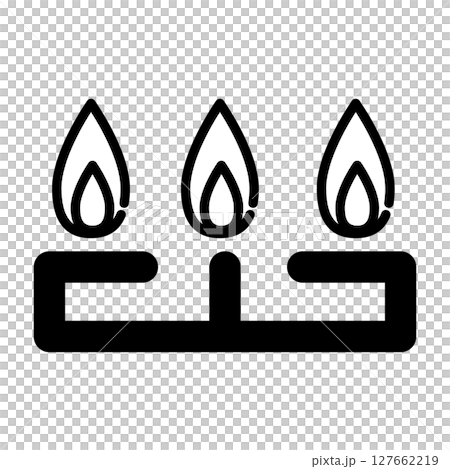 Three-burner gas stove silhouette icon Three-burner gas stove silhouette icon 127662219