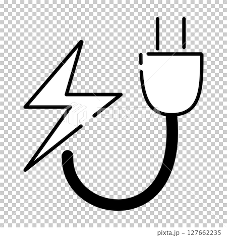 Silhouette icon of an electrical outlet with a lightning symbol 127662235