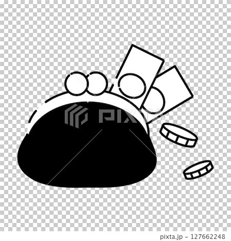 お金が入ったがま口財布のシルエットアイコン 127662248