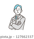 腕を組み自信に満ちた作業服姿の男性作業員【ベクターイラスト素材】 127662337