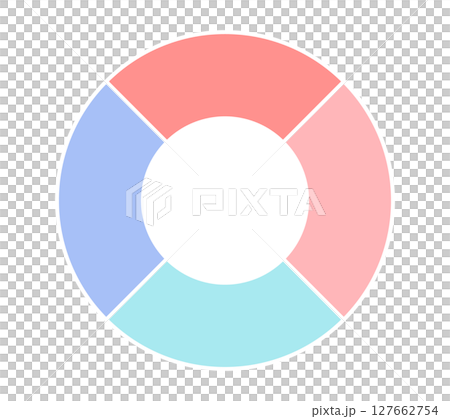 コピースペースのある四分割した4色の円グラフのテンプレート - 127662754