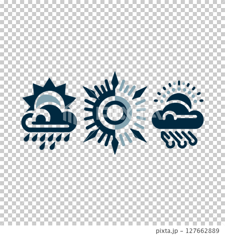 天氣圖示集:晴天、陰天和雨天的混合 天氣圖示集:晴天、陰天和雨天的混合 127662889