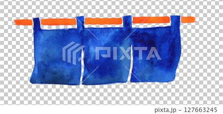 Japanese-style store curtain illustration - watercolor hand-drawn material 127663245