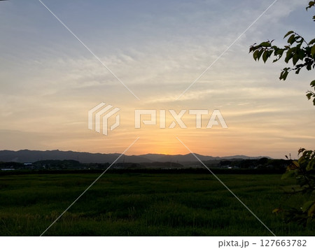 小高川の夕日 127663782
