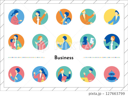 ビジネスシーン人物アイコン素材集 ビジネスシーン人物アイコン素材集 127663799