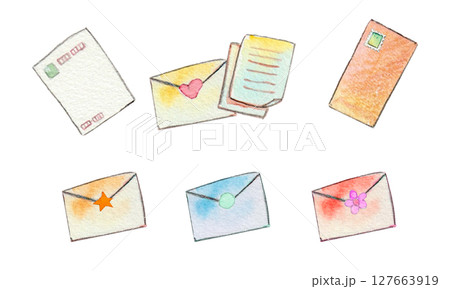 水彩で描いた便箋セット 127663919