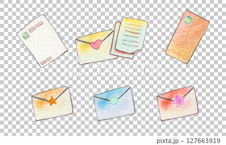 水彩で描いた便箋セット 127663919