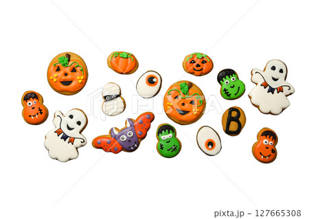 Colorful cookies for Halloween fun, isolated on white, PNG Colorful cookies for Halloween fun, isolated on white, PNG 127665308