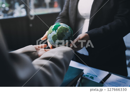 Sustainable development with renewable energy solutions, ecology concept, green business. Sustainable development with renewable energy solutions, ecology concept, green business. 127666330