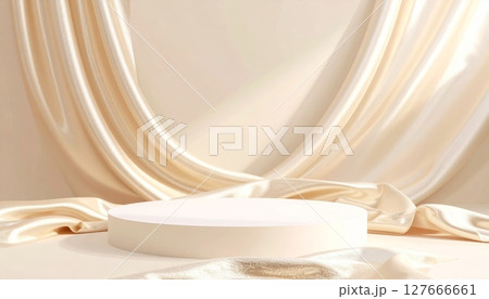 podium creamy white skincare lotion in a clean glass jar, isolated for beauty and health 127666661