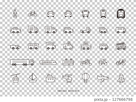 Monochrome vehicle icon set (transportation, vector material) Monochrome vehicle icon set (transportation, vector material) 127666798