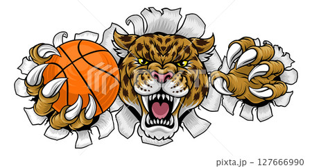 Jaguar Leopard Cheetah Panther Basketball Mascot 127666990