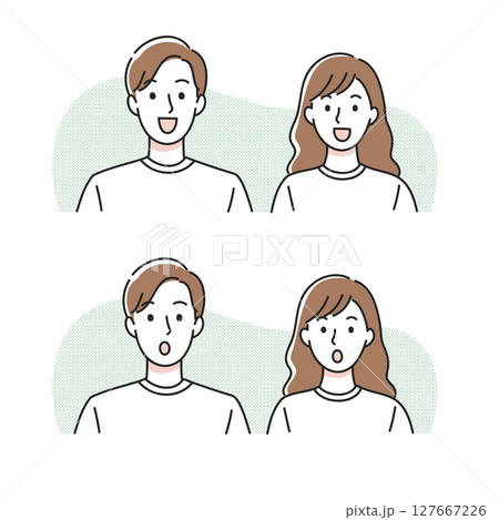 表情バリエーションの男女セット 127667226