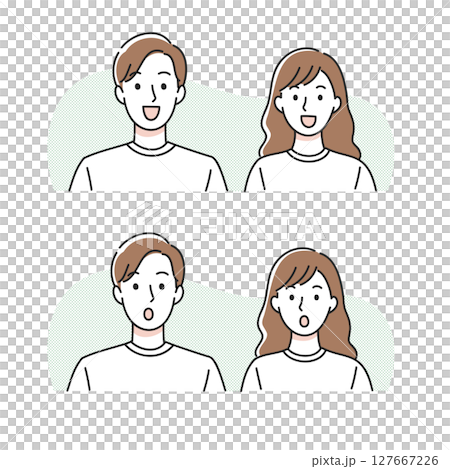 表情バリエーションの男女セット 127667226